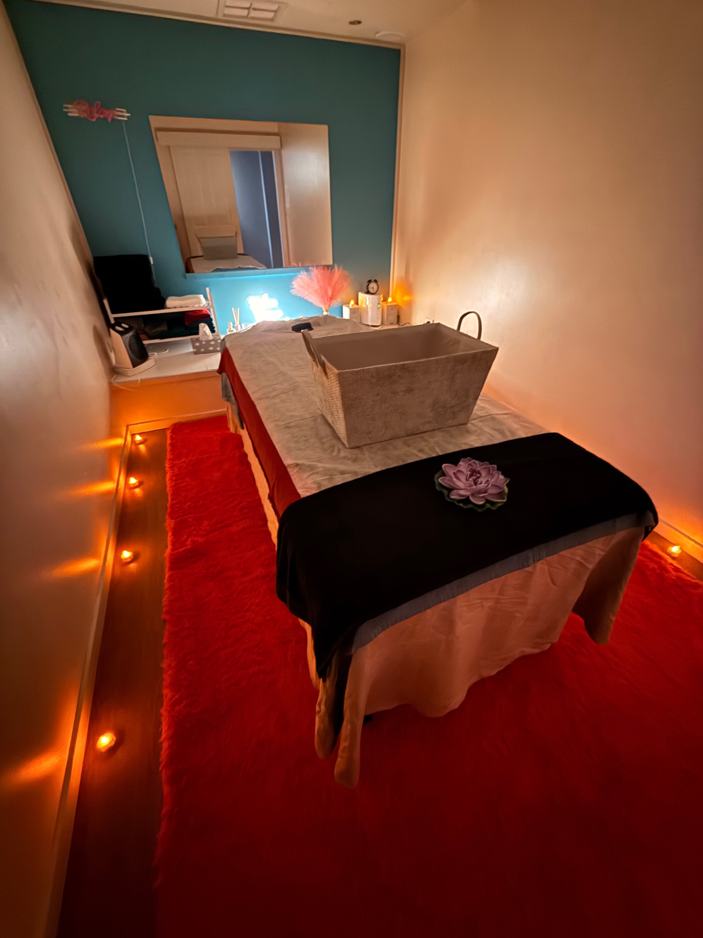 Candlelit massage studio