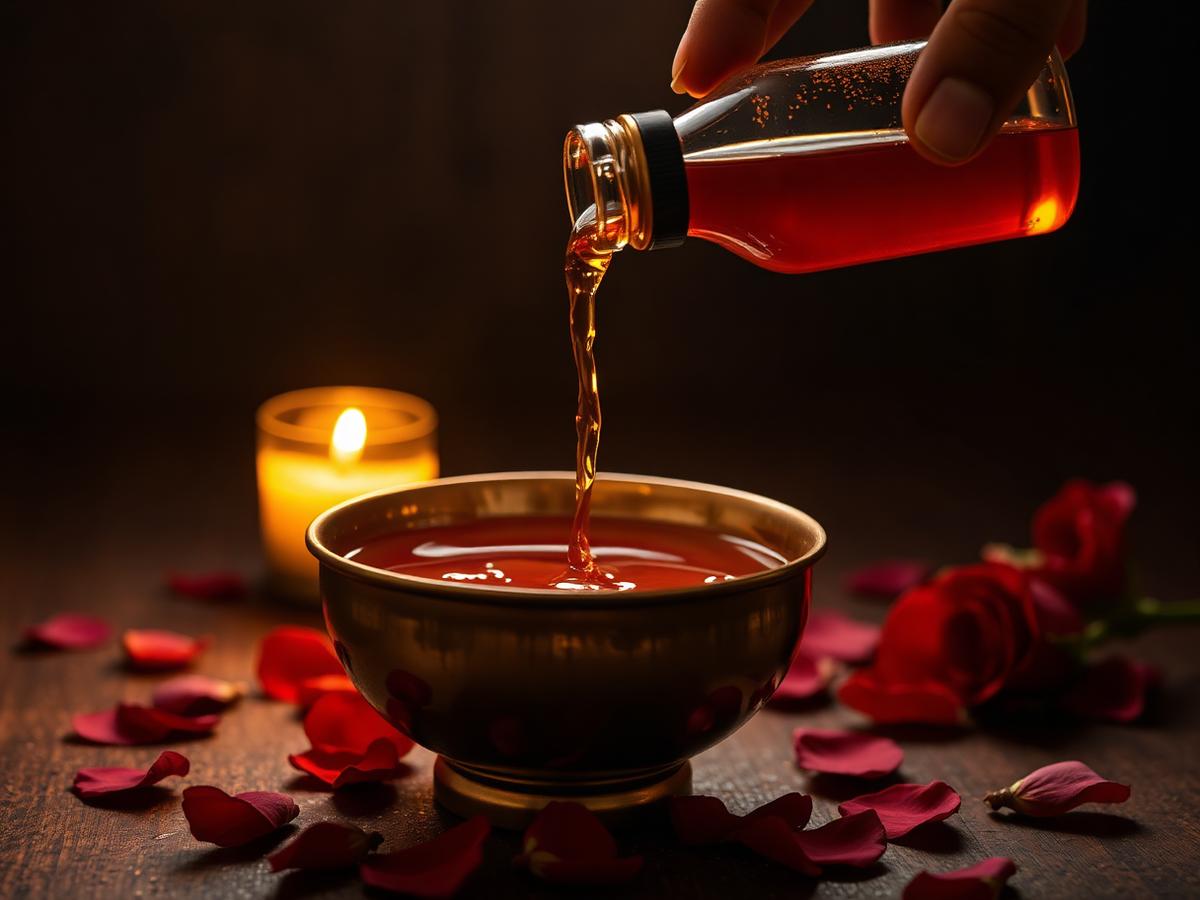 Warm oil by candlelight